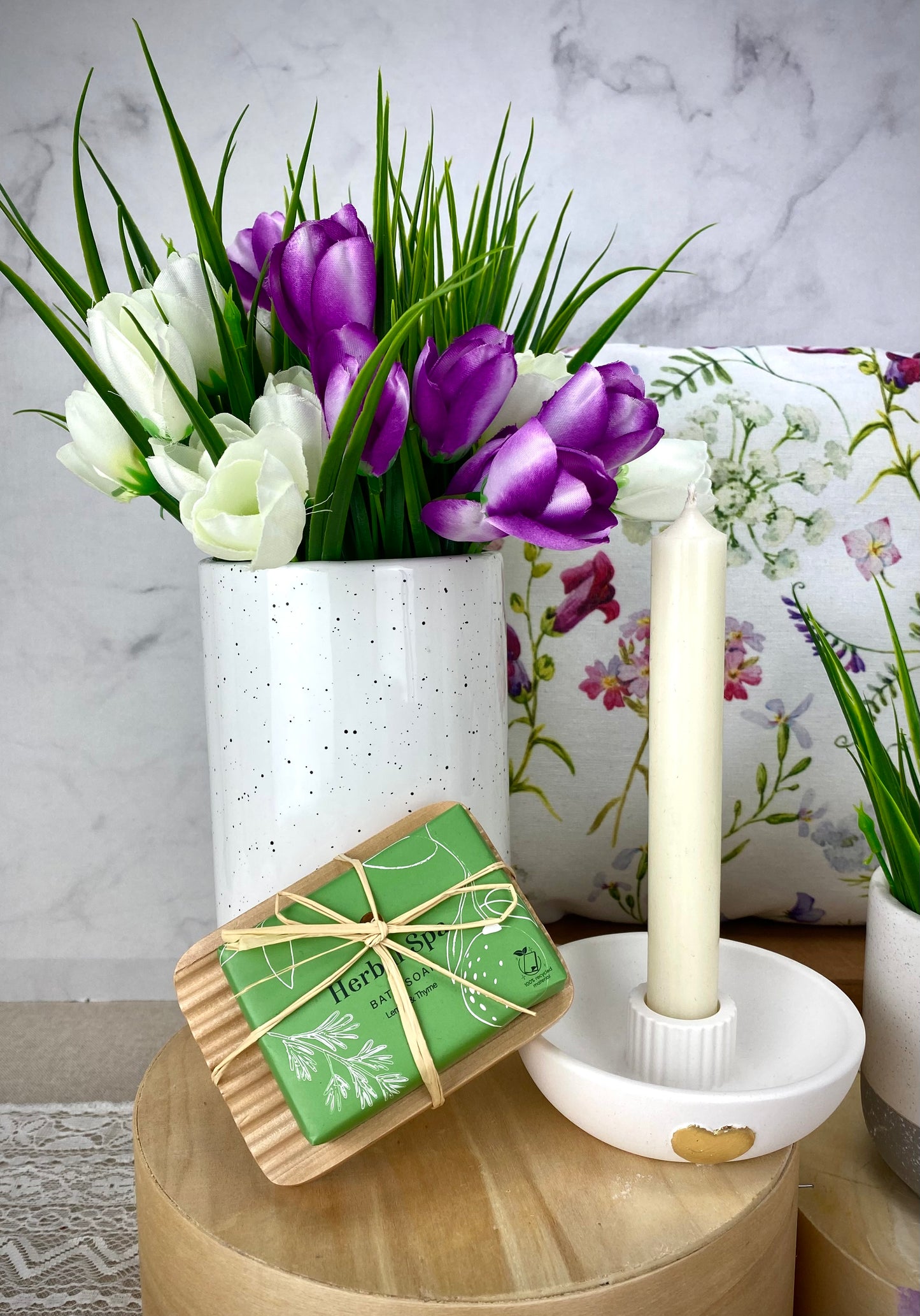 Keramikgips Stabkerzenhalter mit Herz