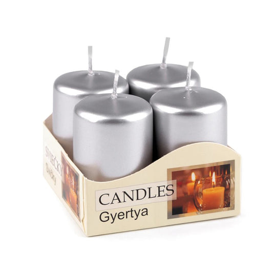 Silver candles in a set of 4