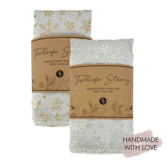 Table runner Stormy Snow 145 x 42cm