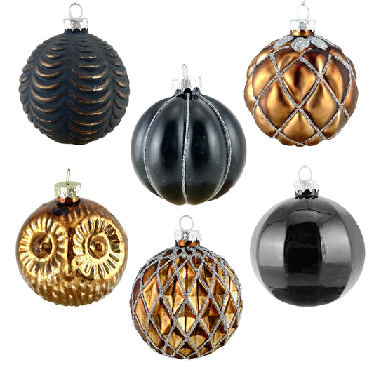 Weihnachtskugeln Luxury Schwarz Kupfer