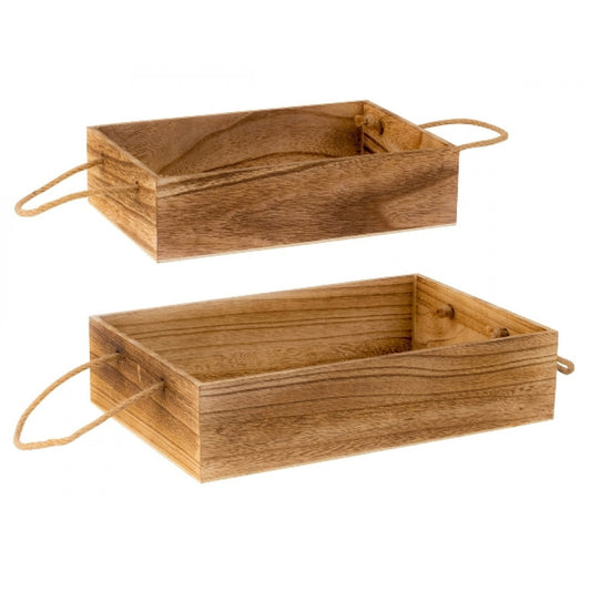 Wooden boxes with jute cord