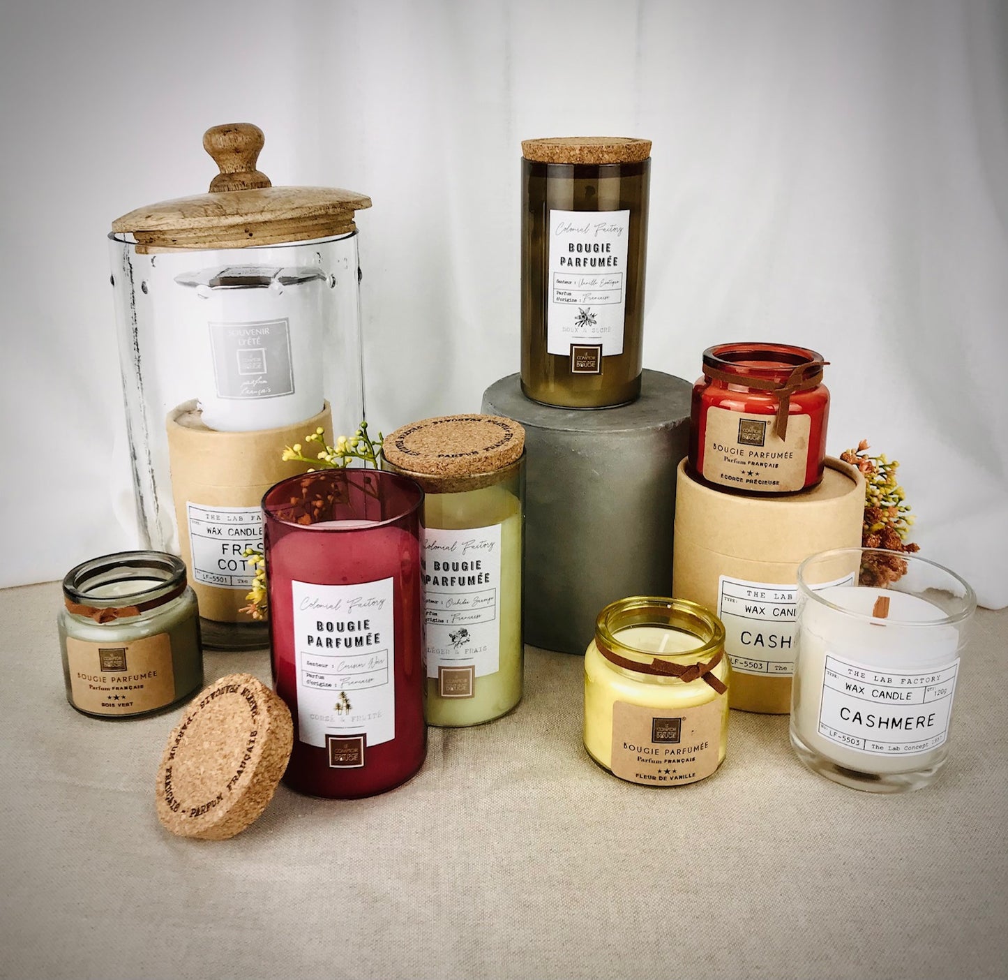 Scented candle with cork lid 230g
