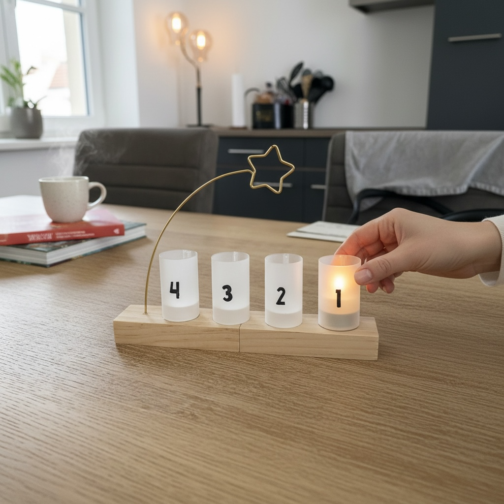 Adventskranz mit Leuchtkugeln