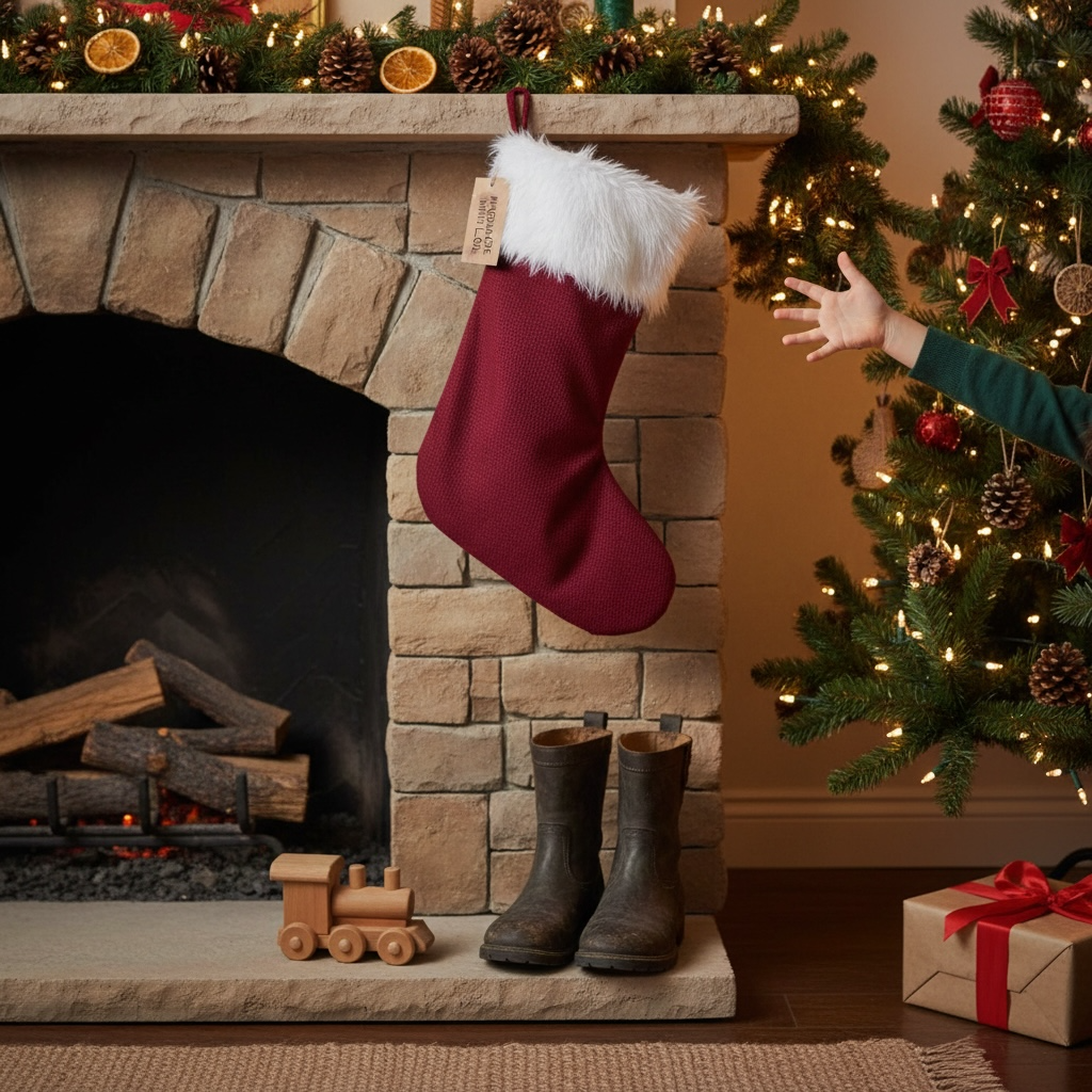 Santa Christmas stocking with faux fur