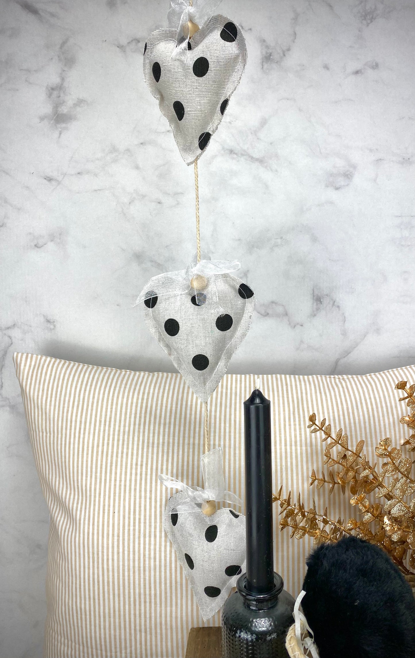 Stoffherz Girlande Black & Little Dots