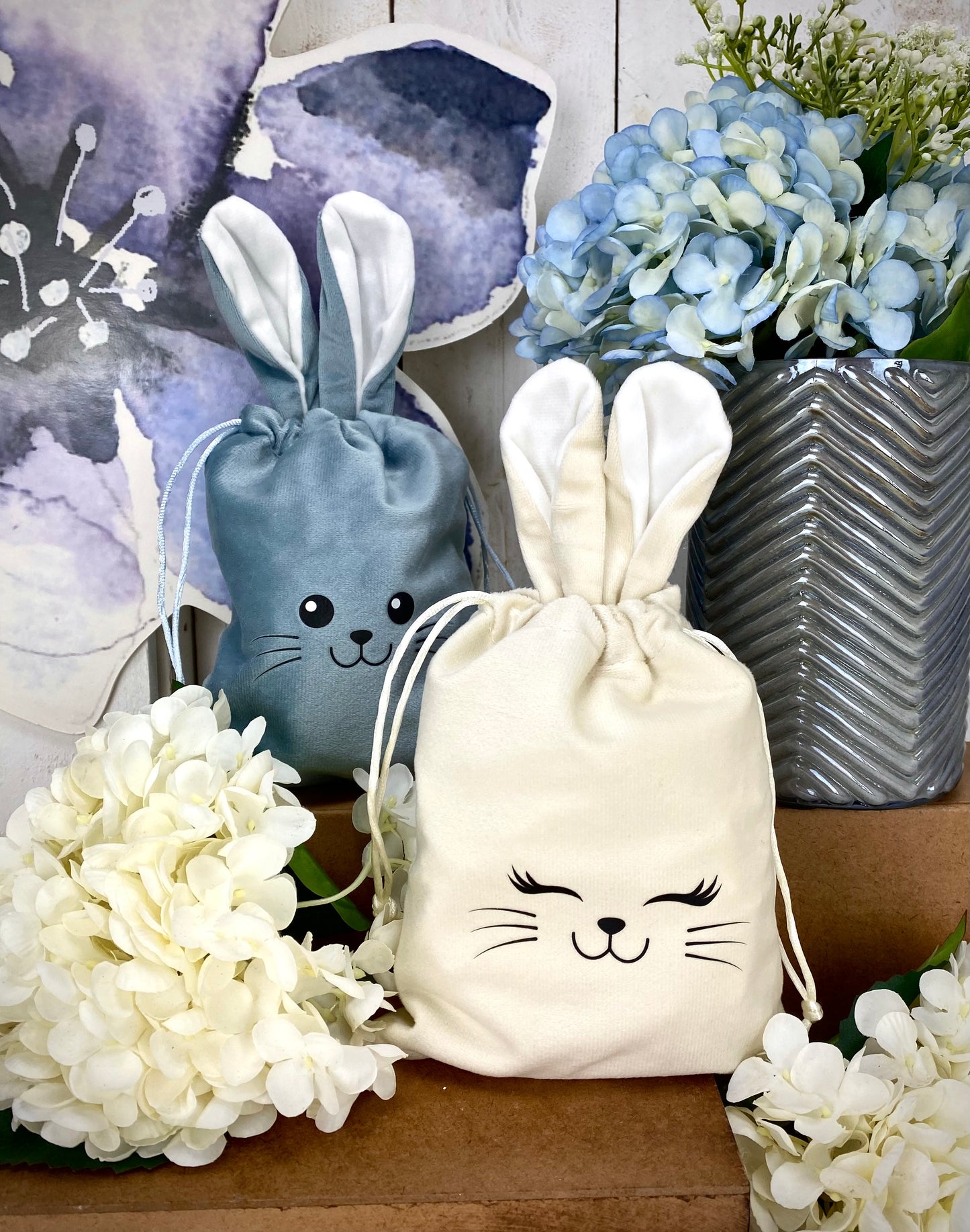 Geschenkbeutel Samt Hase 15x28cm