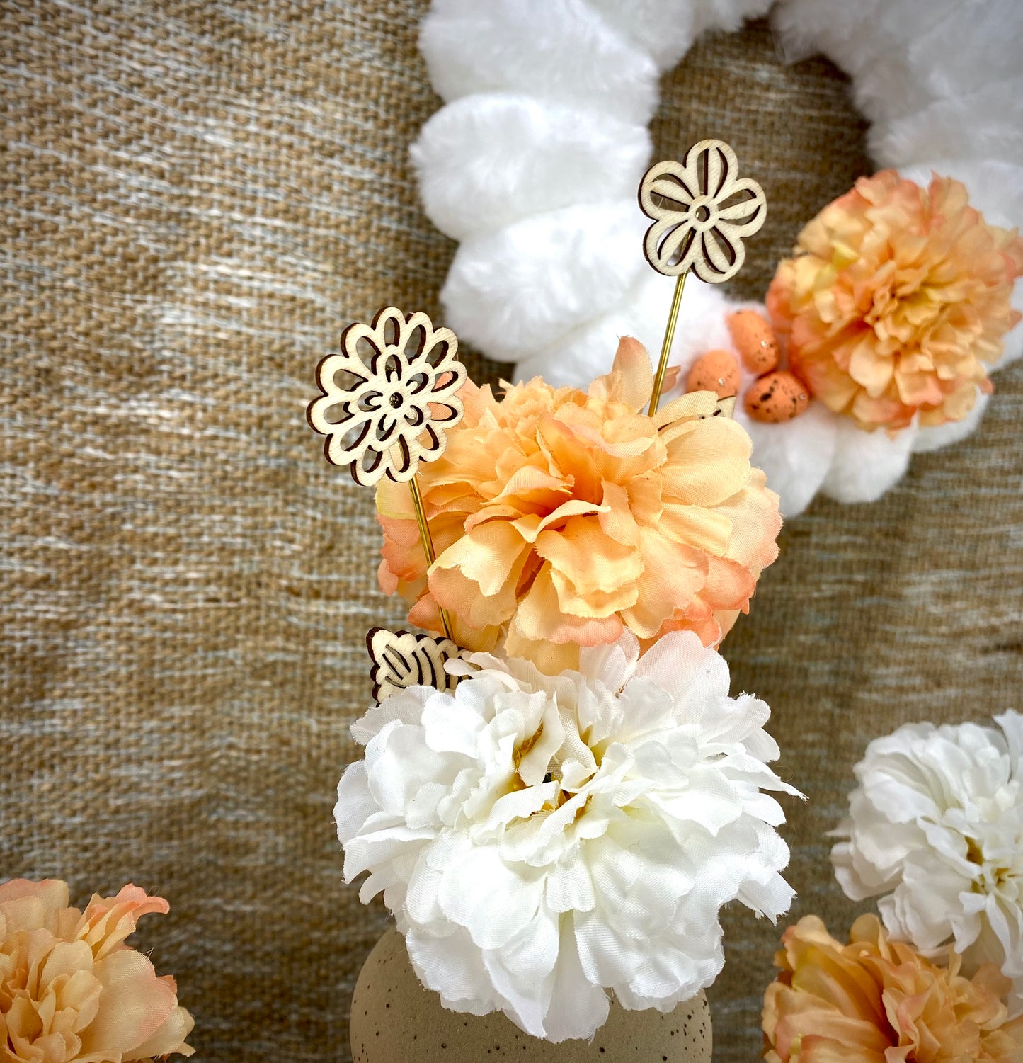 Blumenstecker aus Holz im 4er Set