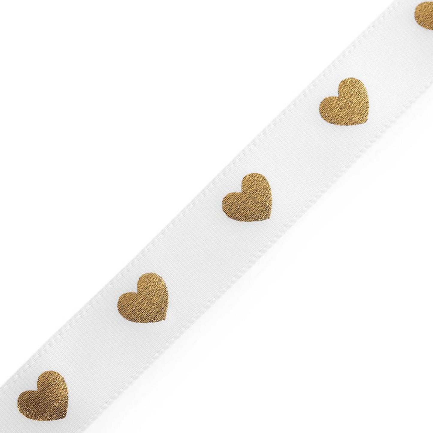 Satin ribbon with gold hearts 3m