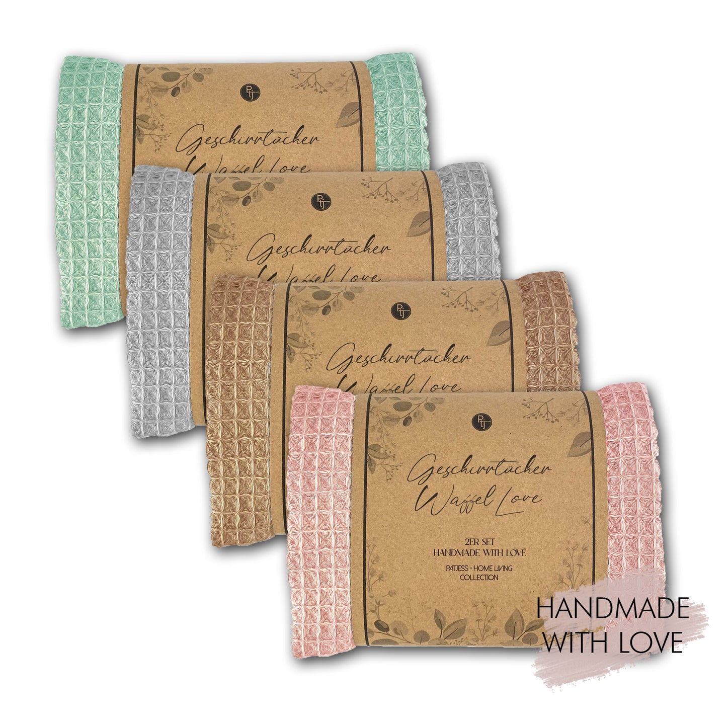 Waffle Dish Towels Love Set of 2