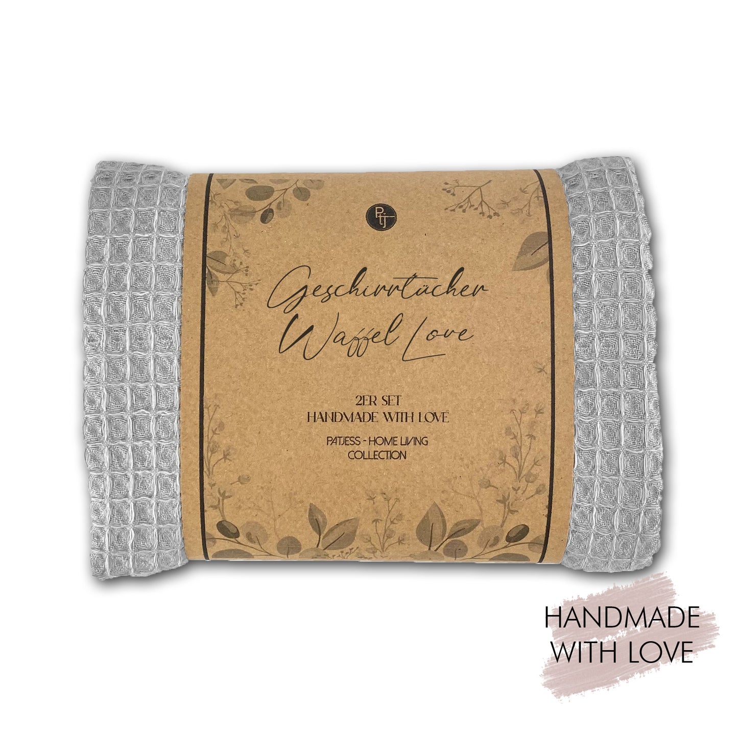 Waffle Dish Towels Love Set of 2