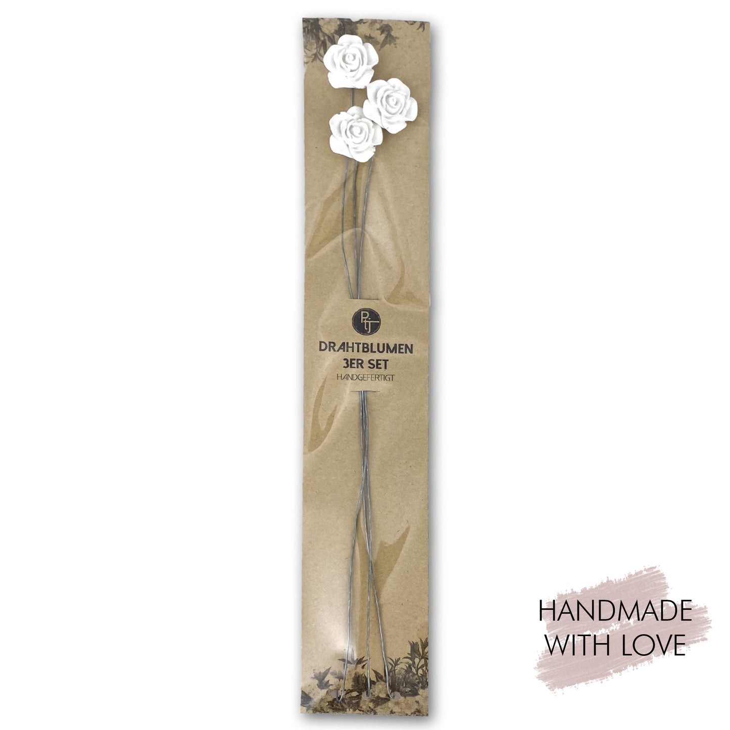 Drahtblumen aus Keramikgips 3er Set