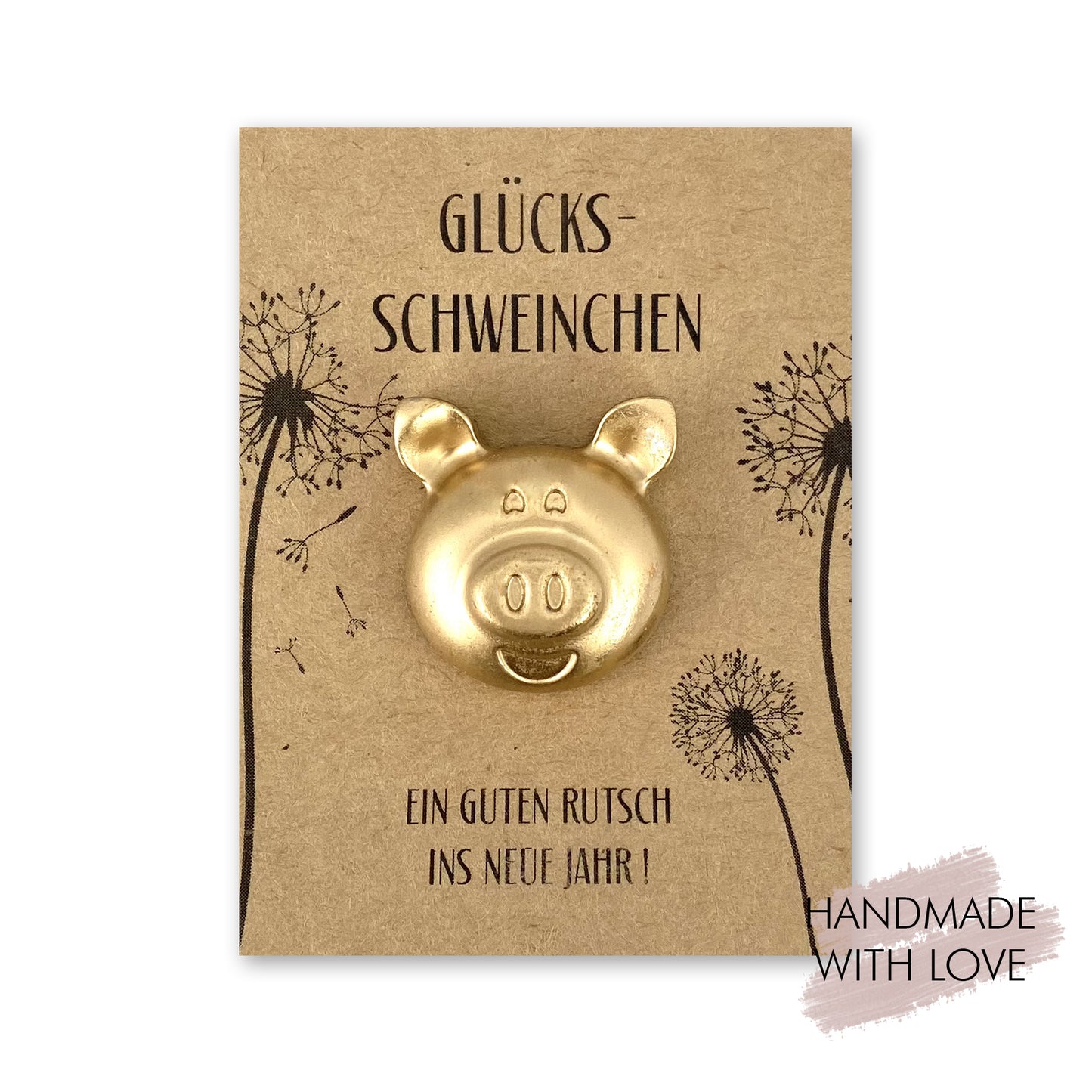 Glücksschweinchen Magnet in Gold