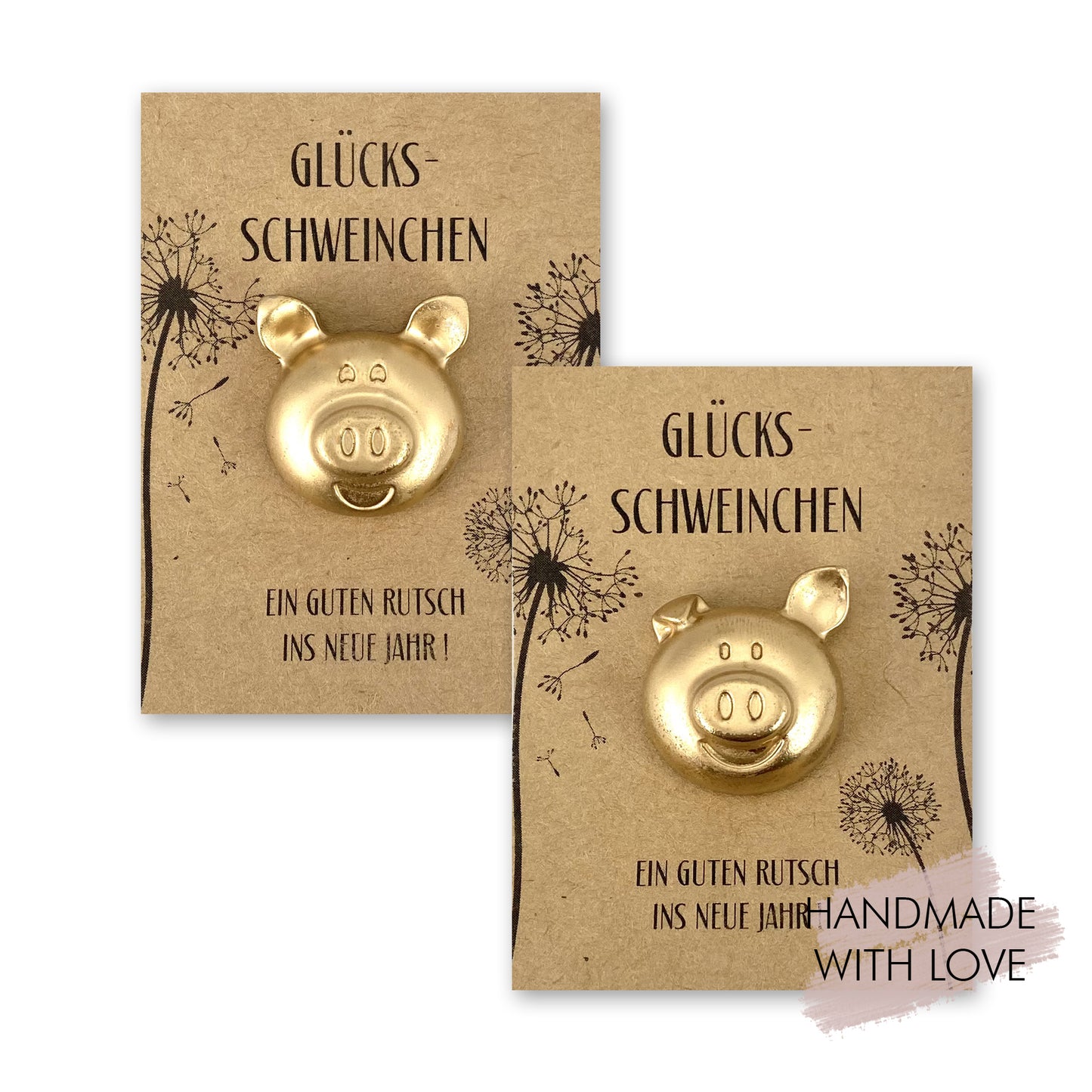 Glücksschweinchen Magnet in Gold