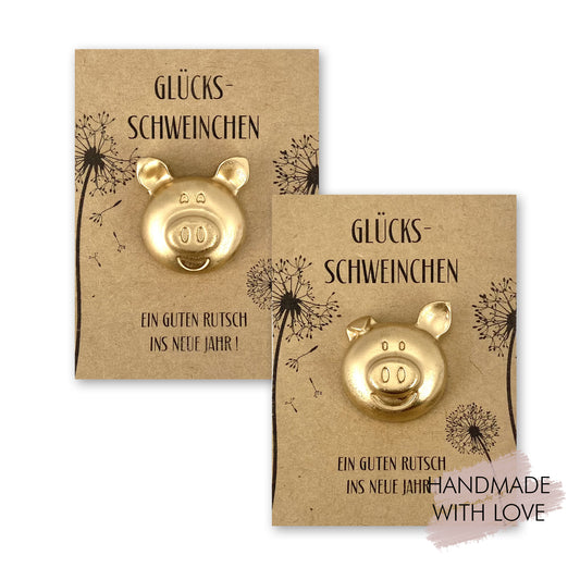 Glücksschweinchen Magnet in Gold
