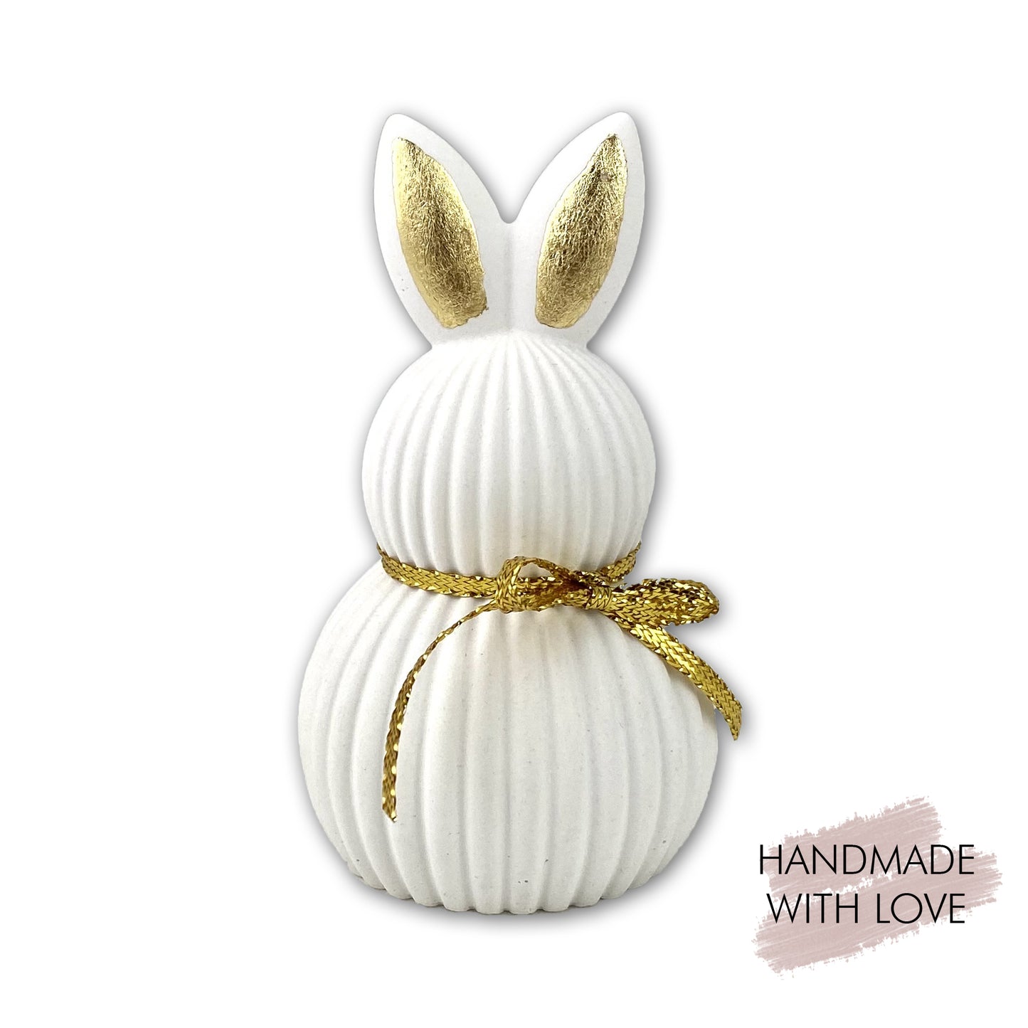 Keramikgips Osterhase und Osterei mit Gold