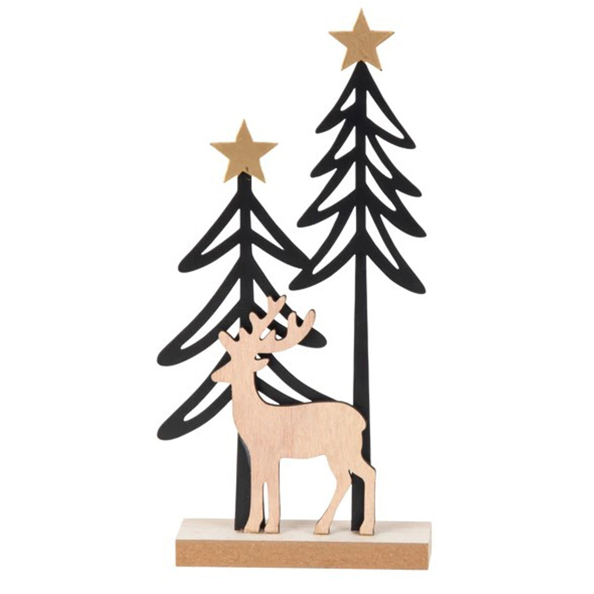 Metall Aufsteller mit Holz Hirsch