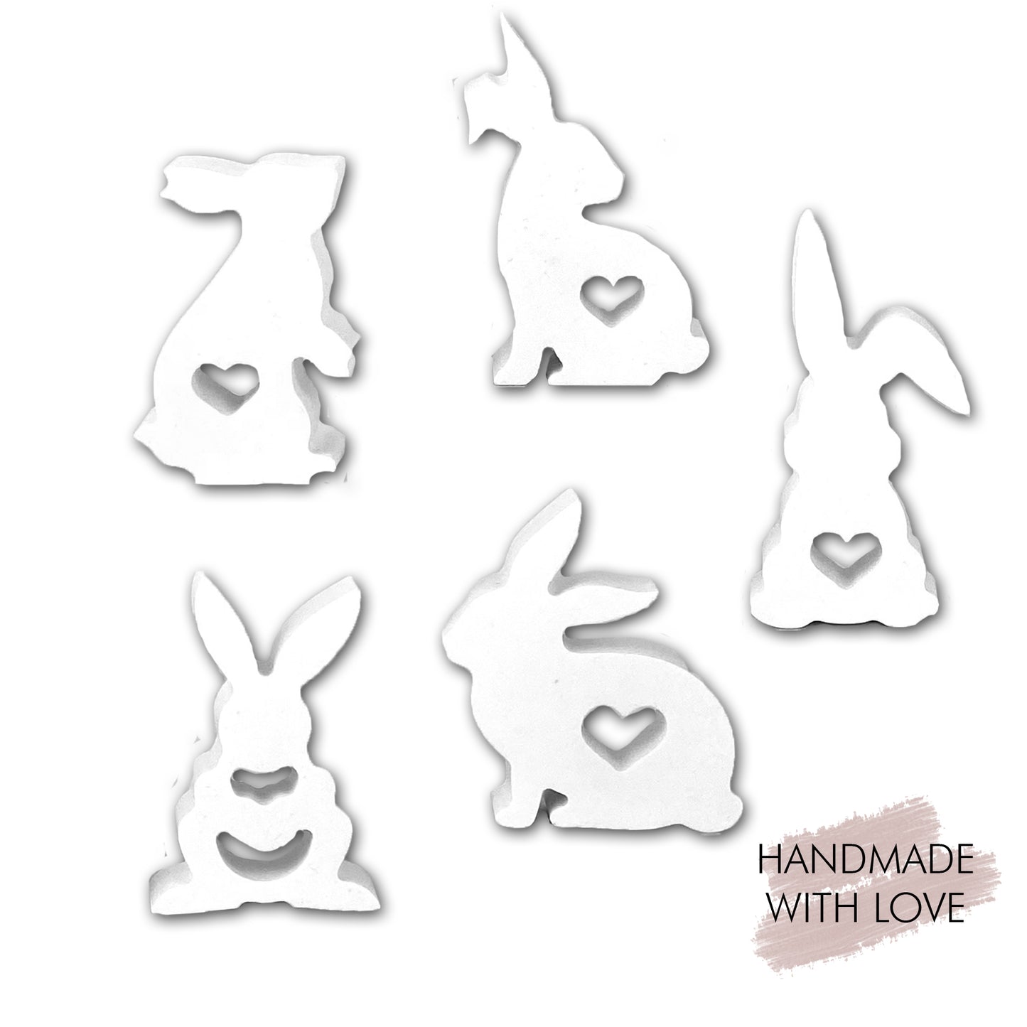 Mini Osterhasen mit Herz im 5er Set