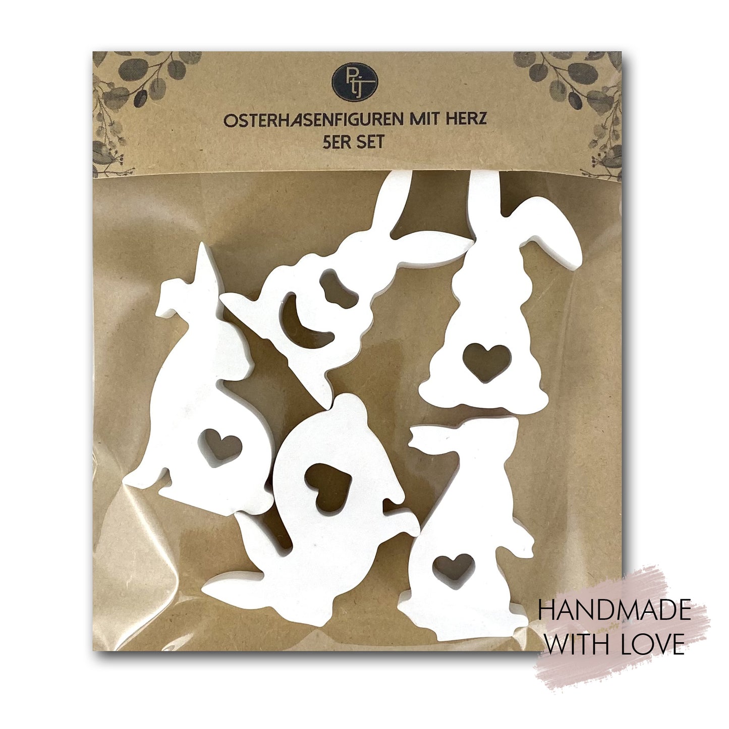 Mini Osterhasen mit Herz im 5er Set