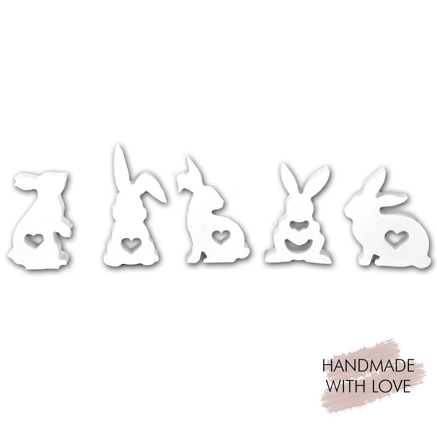 Mini Osterhasen mit Herz im 5er Set
