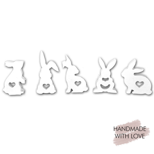 Mini Osterhasen mit Herz im 5er Set