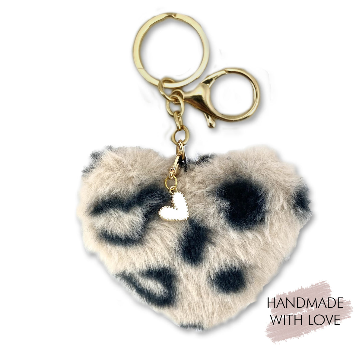 Schlüsselanhänger Plüschherz Leopard