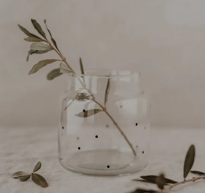 Vase aus Glas mit Punkte