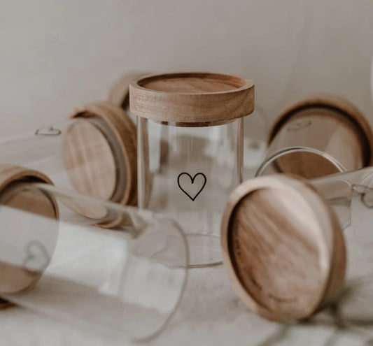 Mini storage jars heart in a set of 6