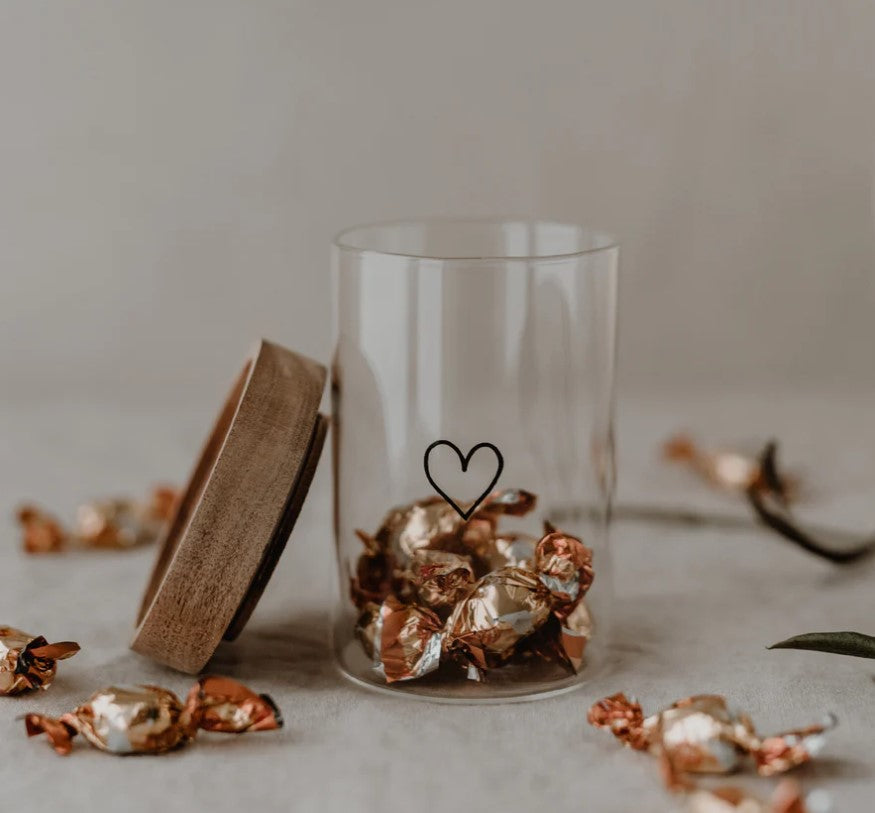 Mini storage jars heart in a set of 6