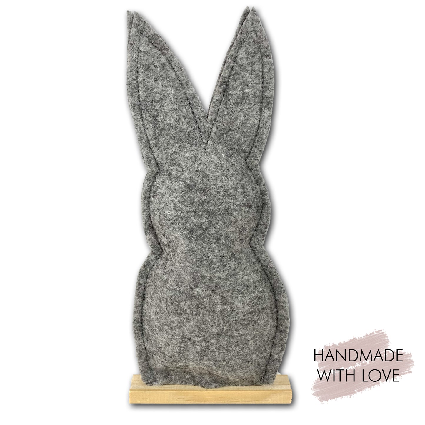 Osterhasen aus Filz in Grau