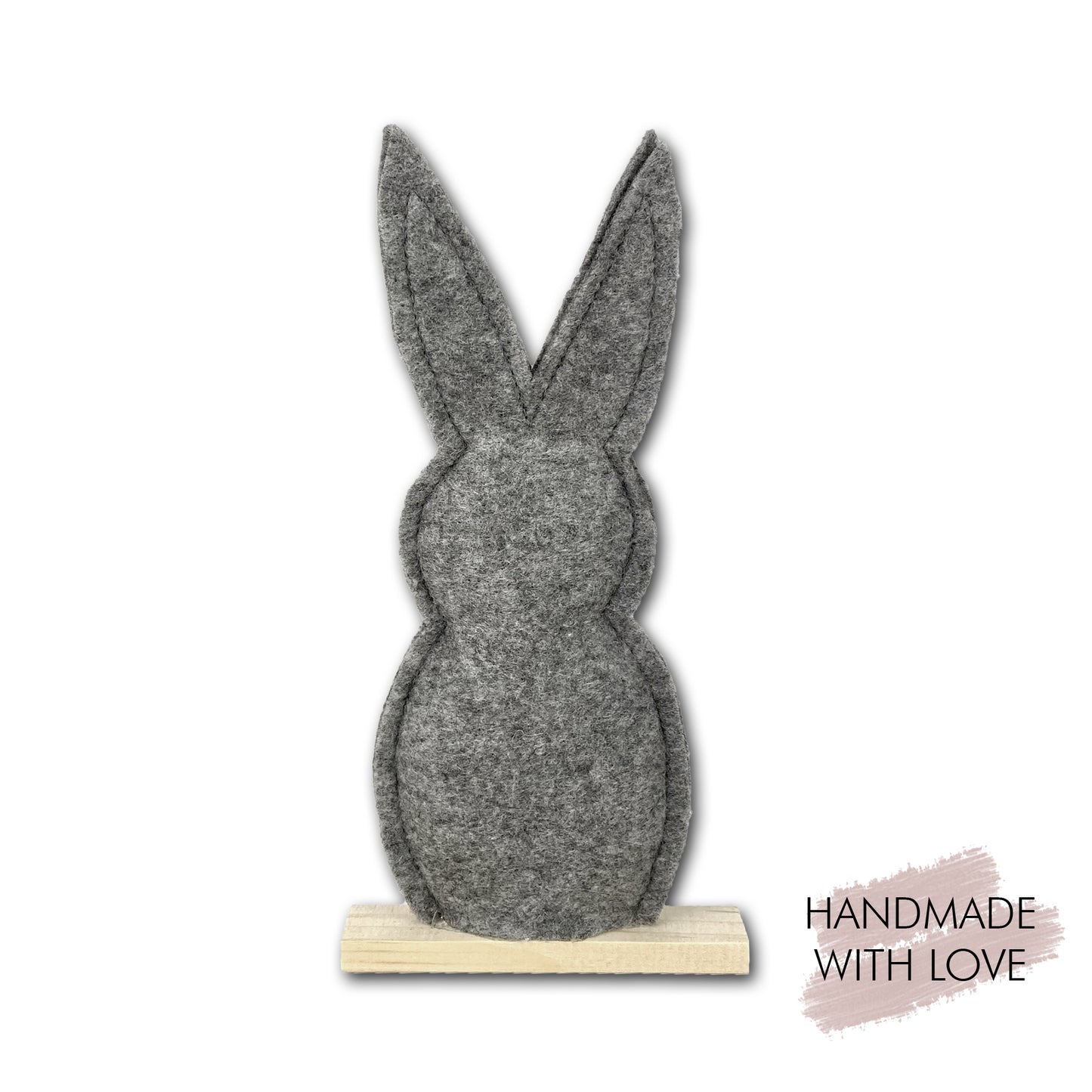 Osterhasen aus Filz in Grau