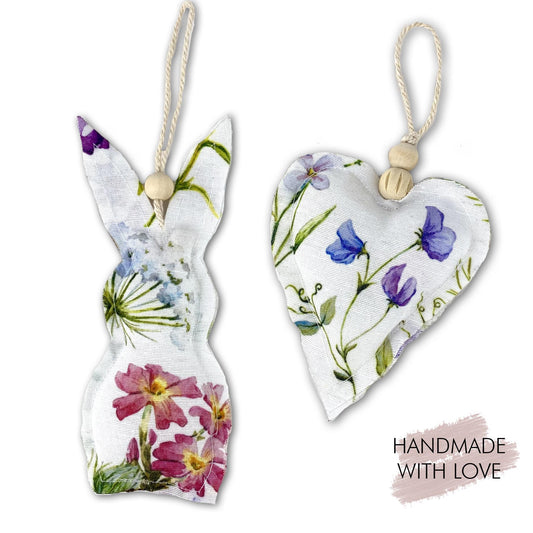 Stoffanhänger Flower Herz/Bunny 10-12cm