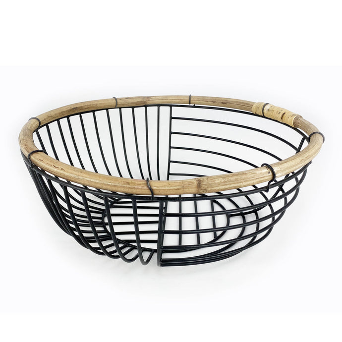 Metal basket bamboo 31x10cm