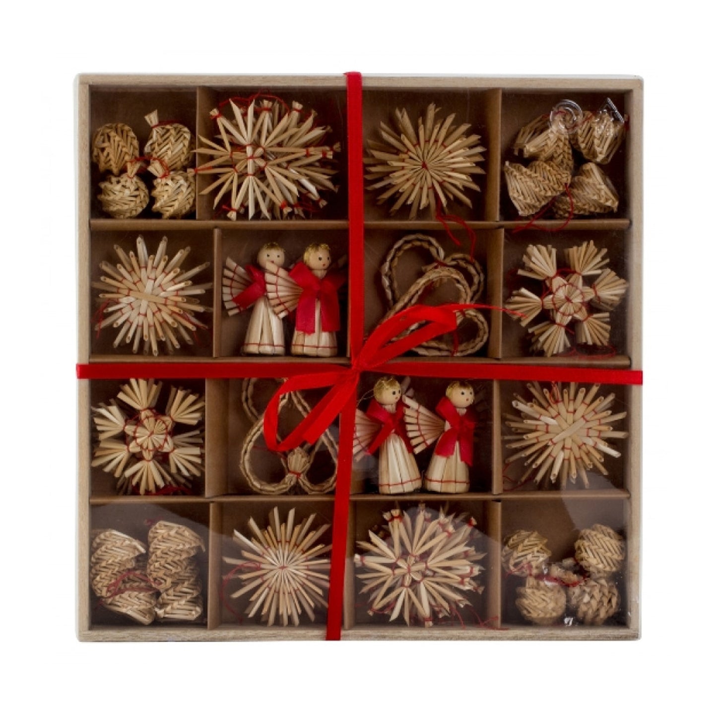 Straw tree ornaments set of 48