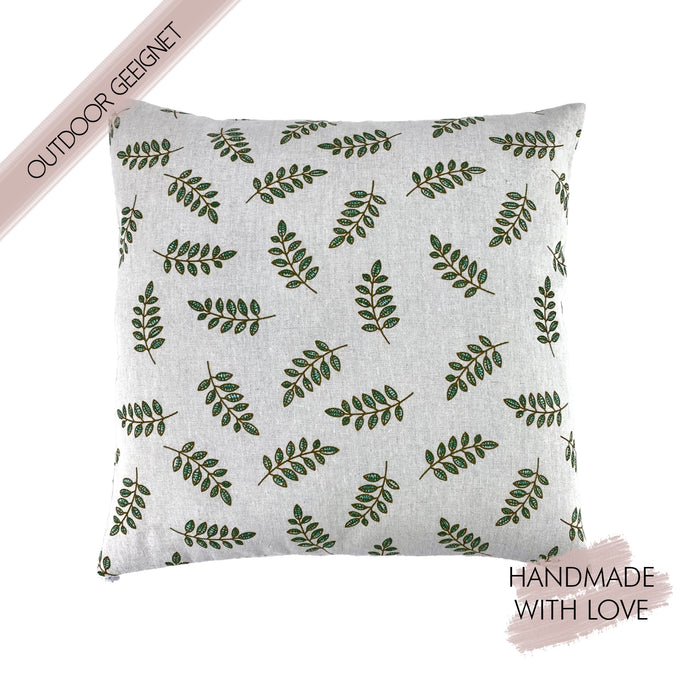 Linen look leaves cushion cover