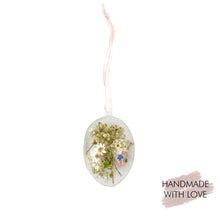 Load image into Gallery viewer, Easter egg pendant with dried flowers
