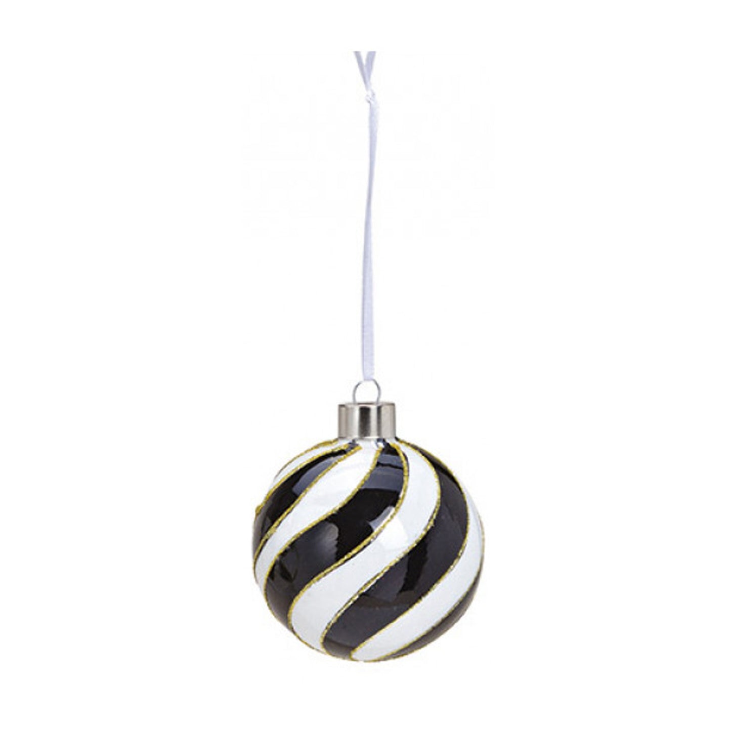 Baumkugeln Schwarz/Weiß mit Gold