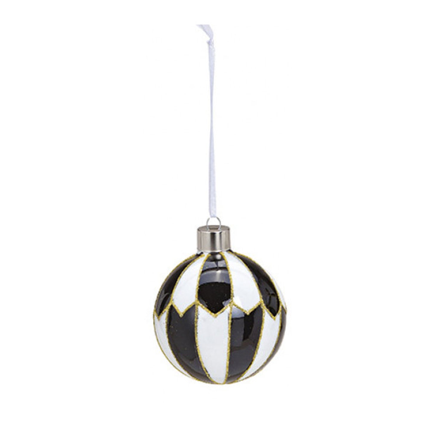 Baumkugeln Schwarz/Weiß mit Gold