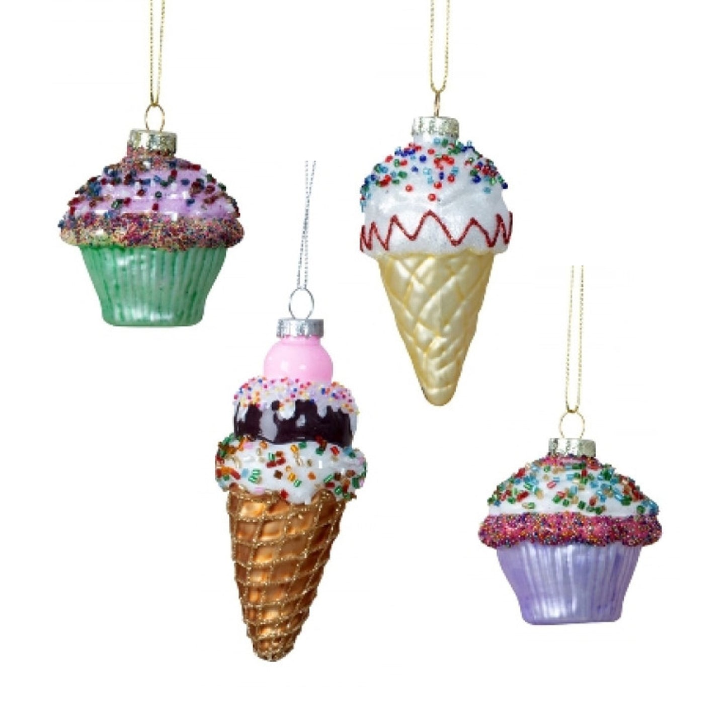 Baumschmuck Anhänger Cupcake/Eis 4er Set