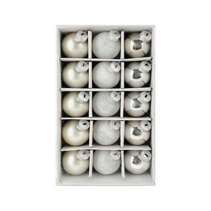 Mini ball set of 15 in white/silver