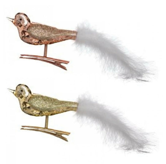 Bird on clip with feathers